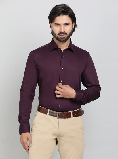 Wine Solid Slim Fit Party Wear Shirt | Wyre