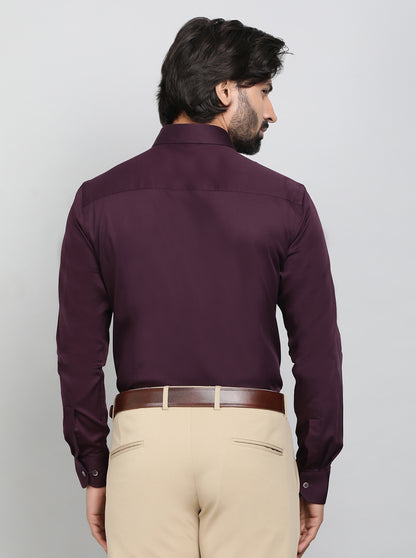 Wine Solid Slim Fit Party Wear Shirt | Wyre