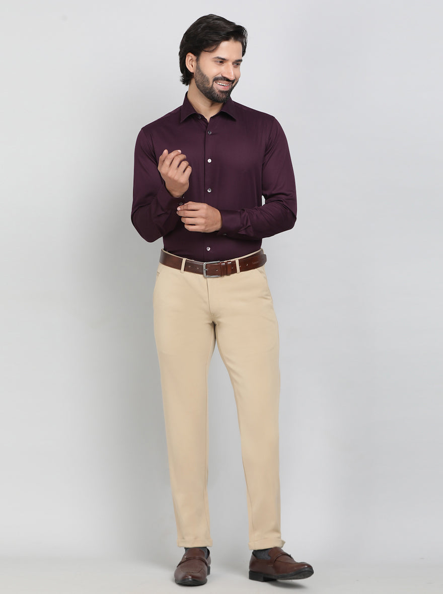 Wine Solid Slim Fit Party Wear Shirt | Wyre