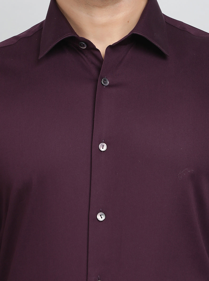 Wine Solid Slim Fit Party Wear Shirt | Wyre