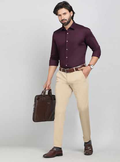 Wine Solid Slim Fit Party Wear Shirt | Wyre