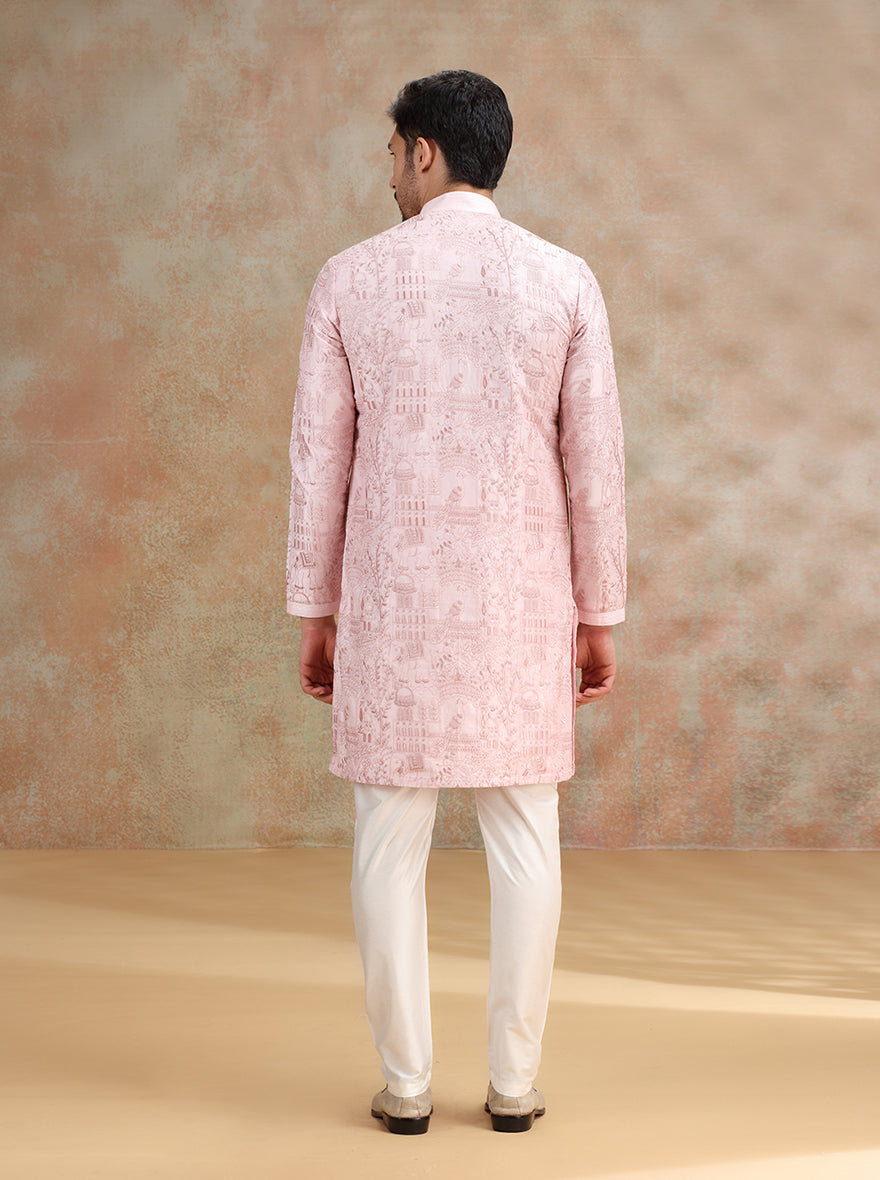 Light Pink Embroidered Kurta Pajama | JB X JB