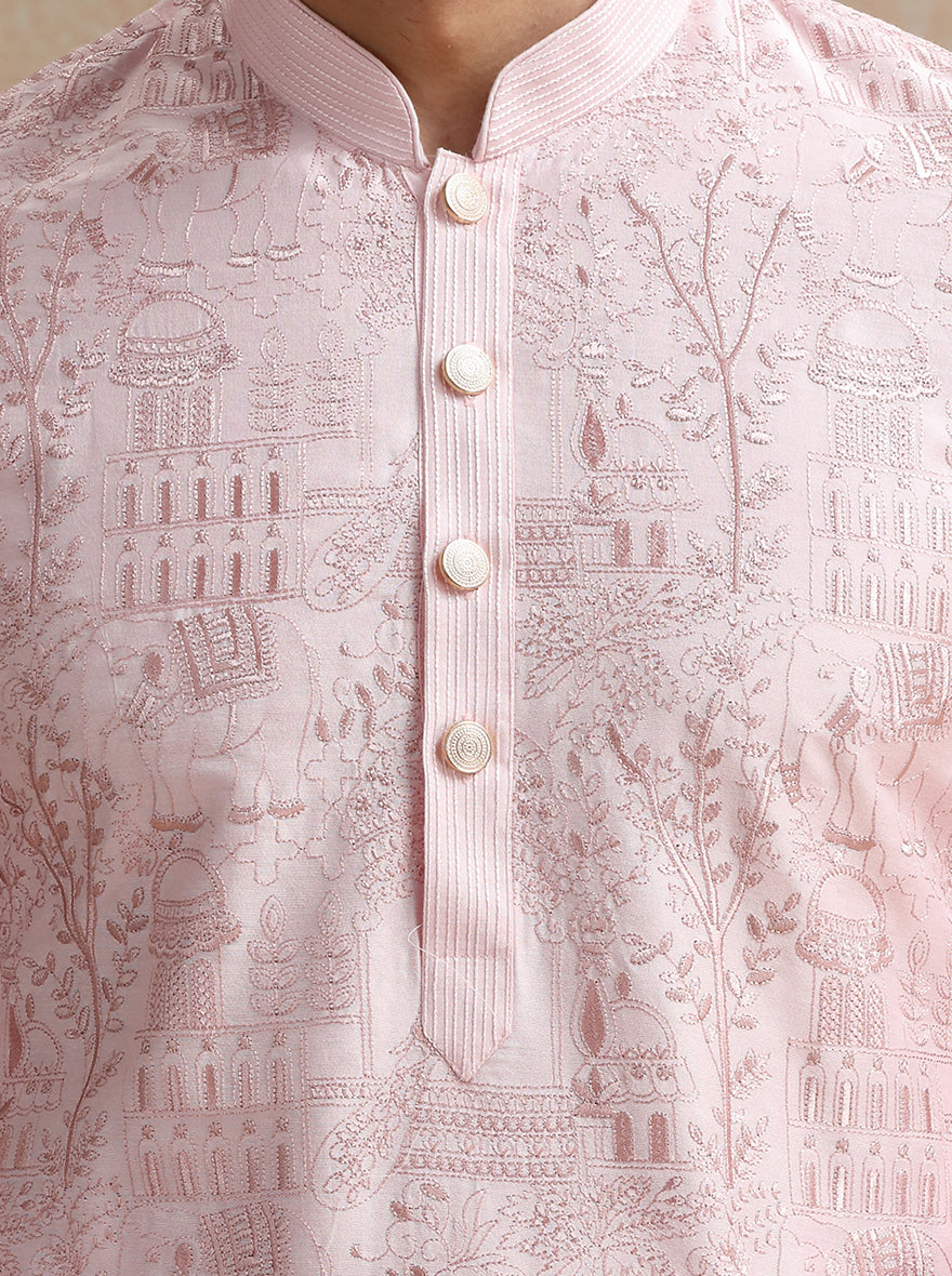 Light Pink Embroidered Kurta Pajama | JB X JB