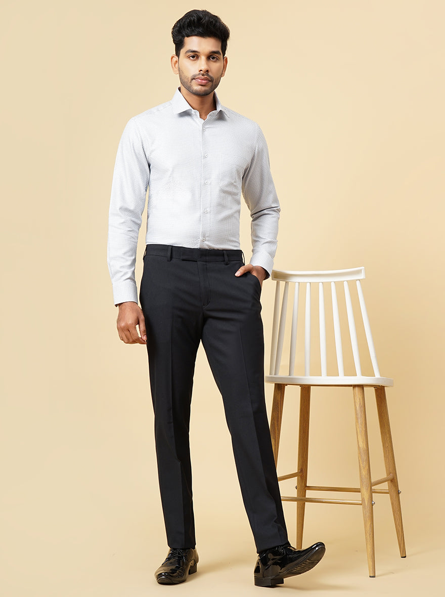 Black Solid Super Slim Fit Formal Trouser | JadeBlue Youth