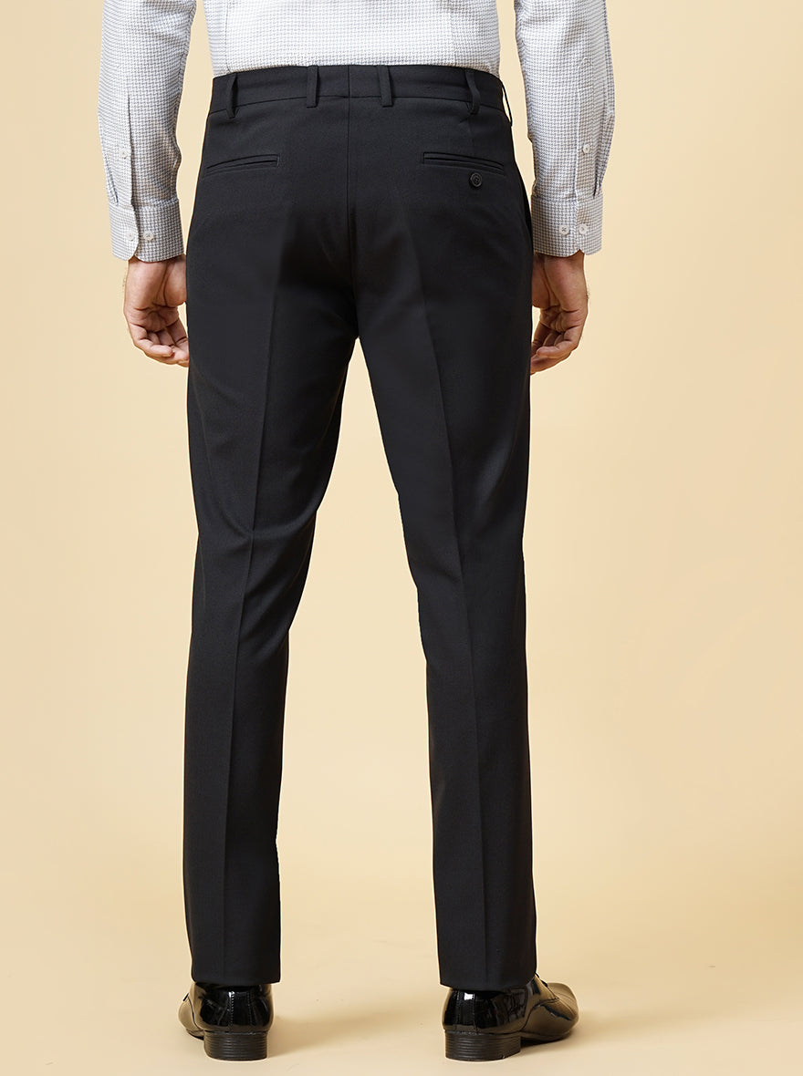 Black Solid Super Slim Fit Formal Trouser | JadeBlue Youth