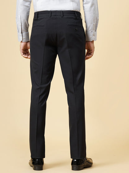 Black Solid Super Slim Fit Formal Trouser | JadeBlue Youth