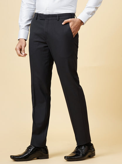 Black Solid Super Slim Fit Formal Trouser | JadeBlue Youth