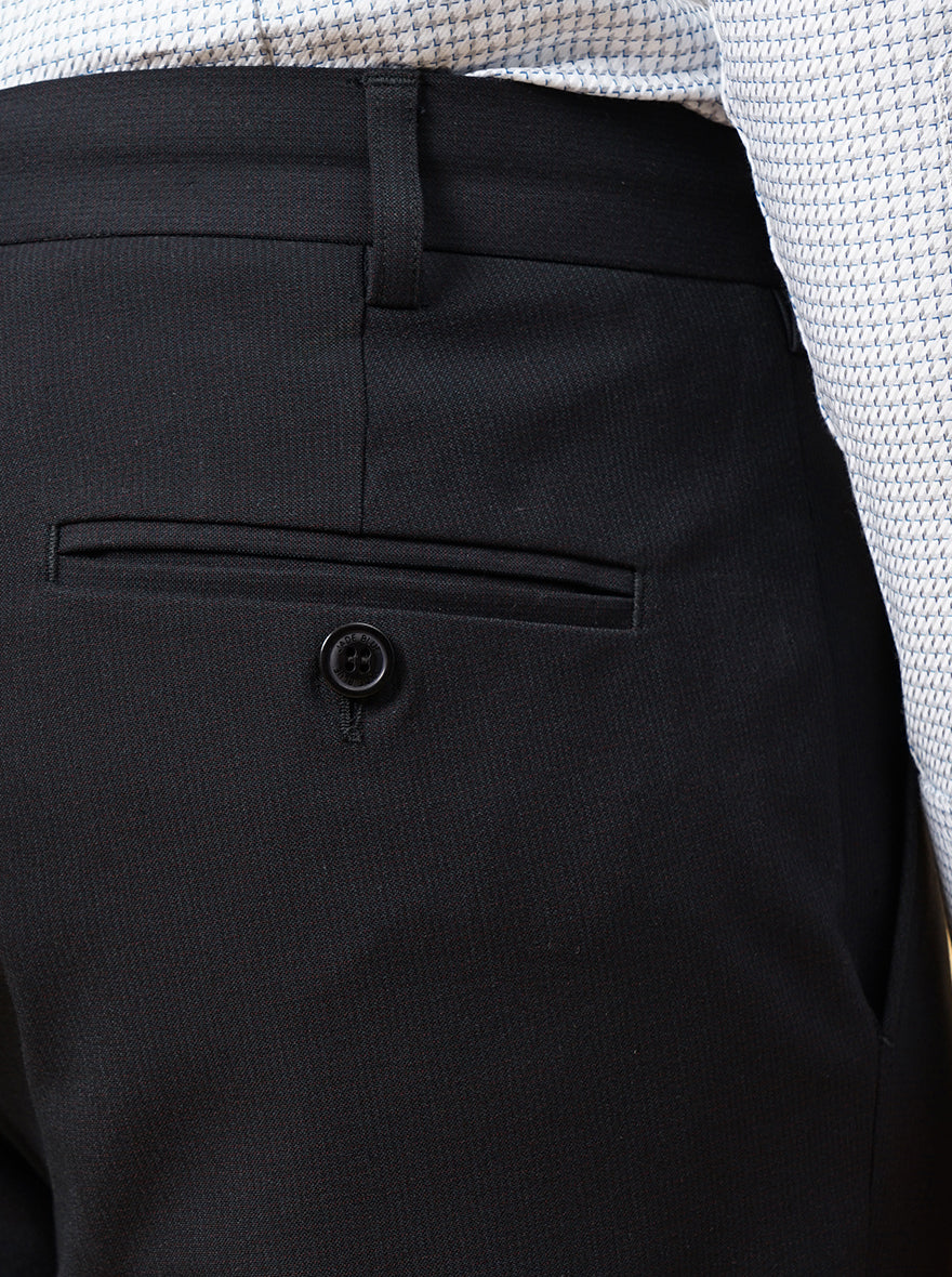 Black Solid Super Slim Fit Formal Trouser | JadeBlue Youth