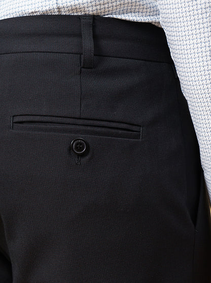 Black Solid Super Slim Fit Formal Trouser | JadeBlue Youth