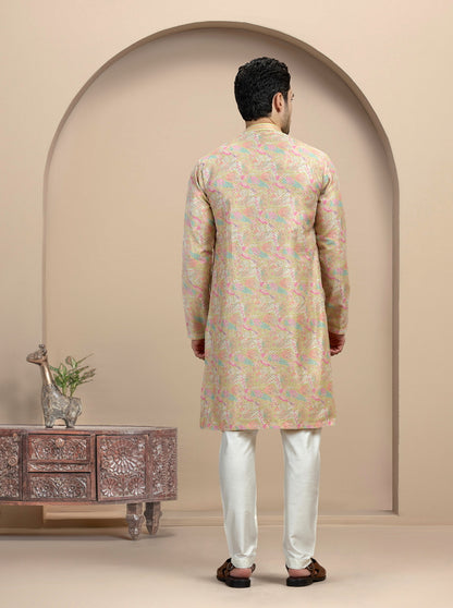 Yellow Printed Kurta Pajama | Azania