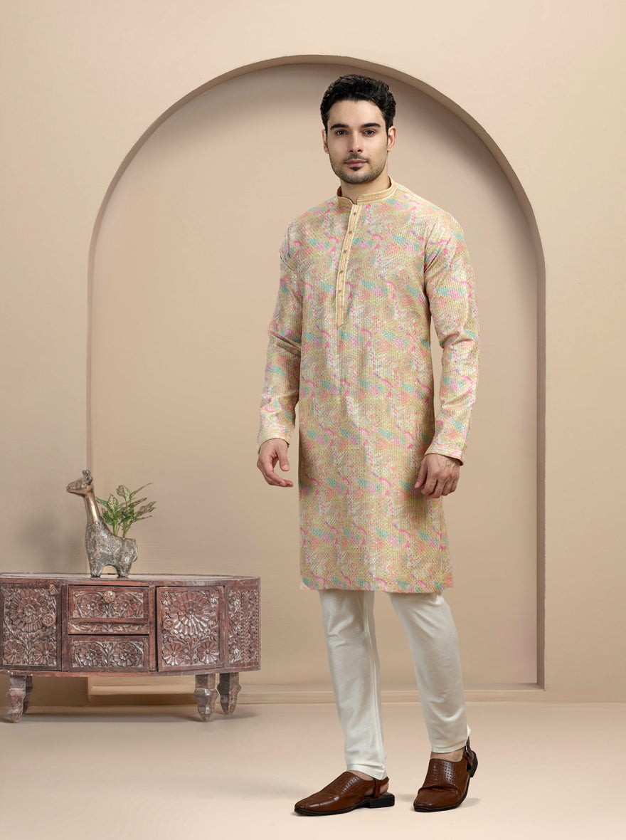 Yellow Printed Kurta Pajama | Azania