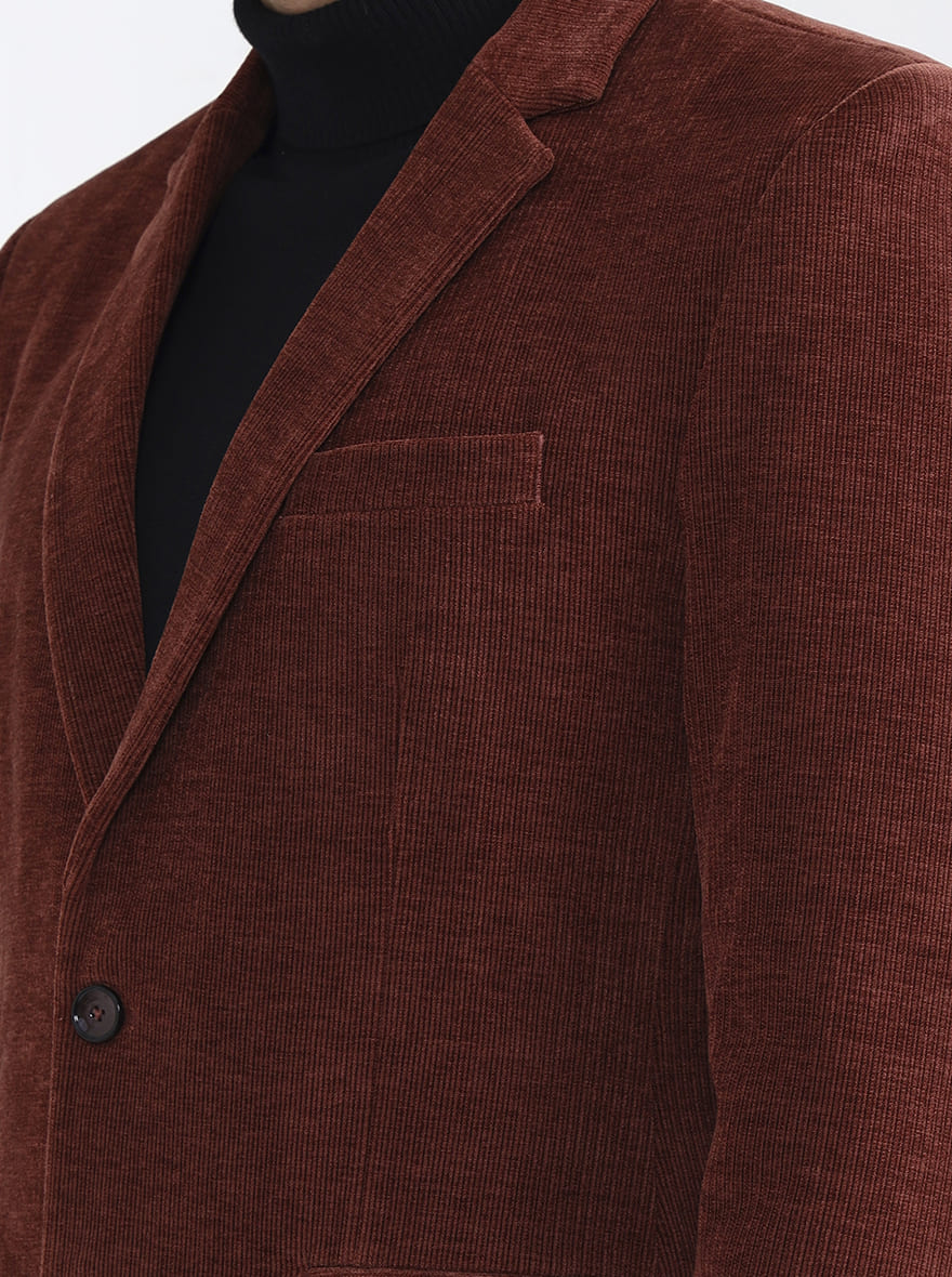 Brown Solid Regular Fit Blazer | JB X JB