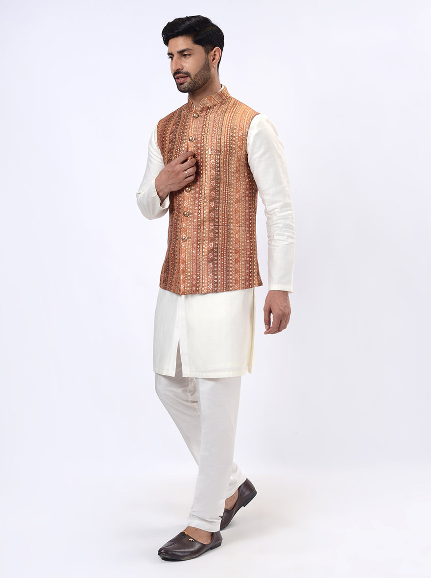 Golden Bandhgala Jacket | Azania