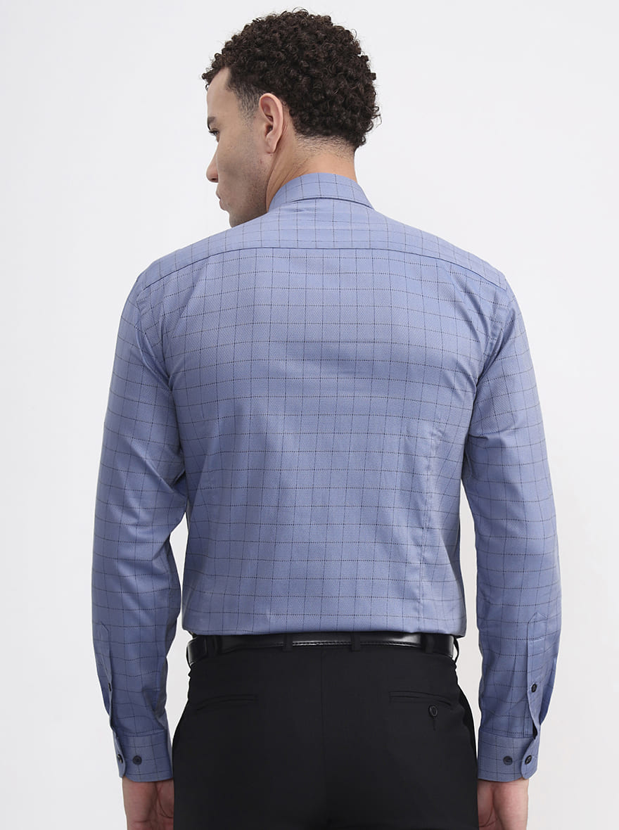 Blue & Black Checked Slim Fit Formal Shirt | Metal