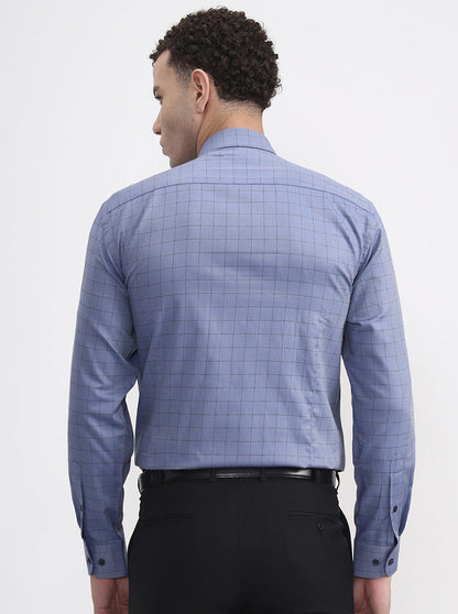 Blue & Black Checked Slim Fit Formal Shirt | Metal