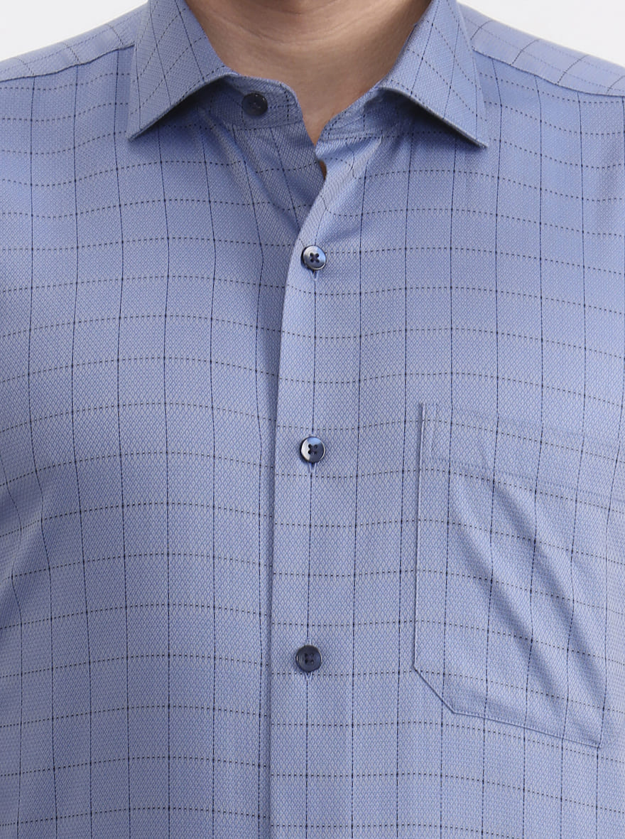 Blue & Black Checked Slim Fit Formal Shirt | Metal