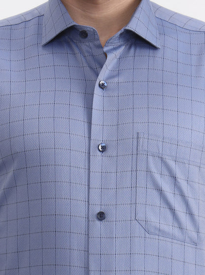 Blue & Black Checked Slim Fit Formal Shirt | Metal