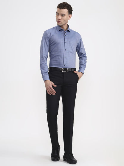 Blue & Black Checked Slim Fit Formal Shirt | Metal