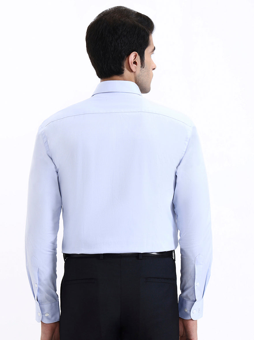 Sky Blue Solid Slim Fit Formal Shirt | Metal
