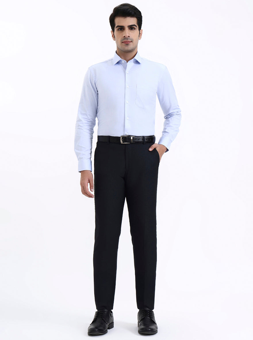 Sky Blue Solid Slim Fit Formal Shirt | Metal