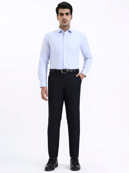 Sky Blue Solid Slim Fit Formal Shirt | Metal