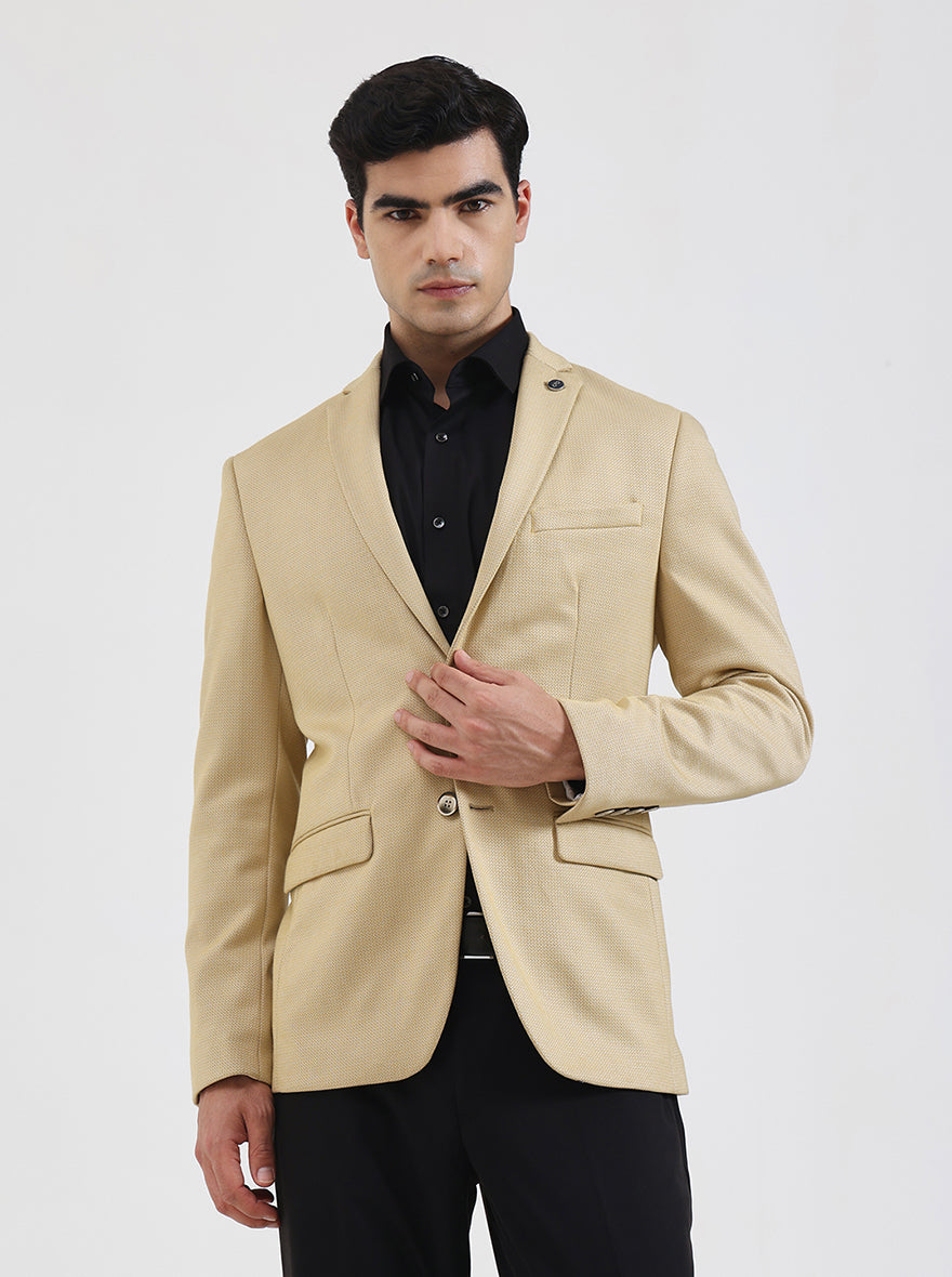 Yellow Solid Regular Fit Blazer | JB Studio