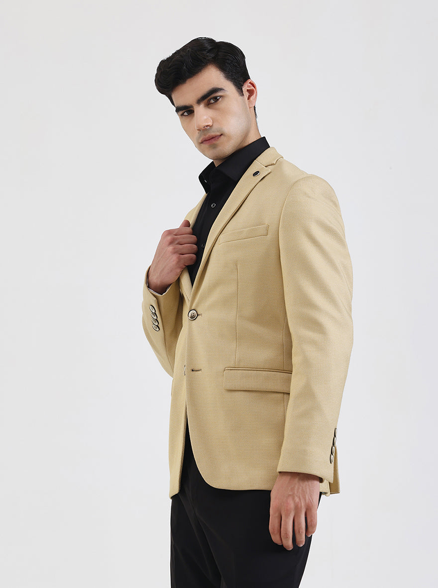 Yellow Solid Regular Fit Blazer | JB Studio