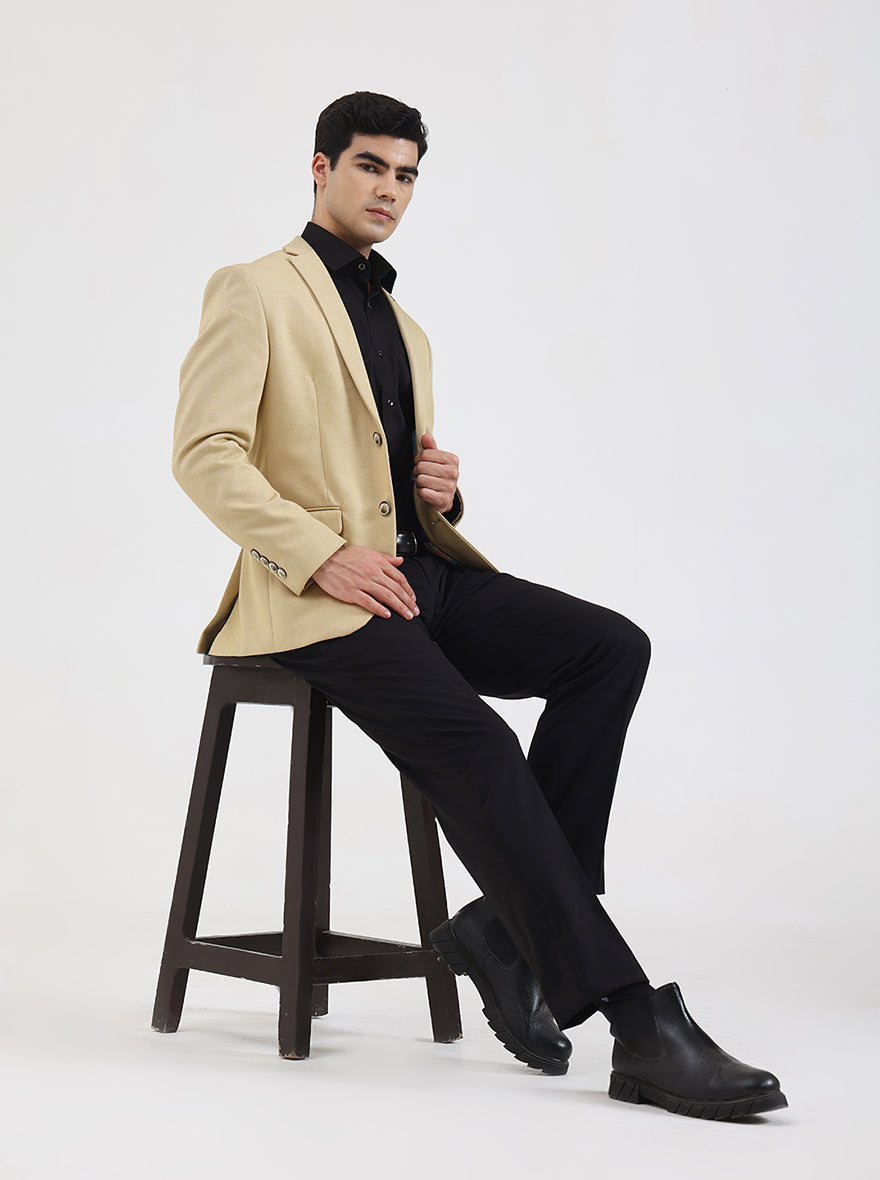 Yellow Solid Regular Fit Blazer | JB Studio