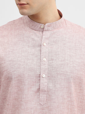 Pink Solid Modi Kurta | JadeBlue