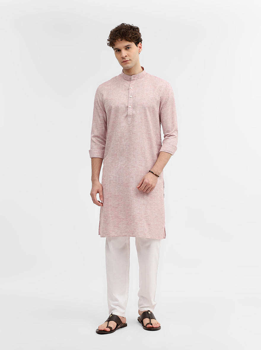 Pink Solid Modi Kurta | JadeBlue
