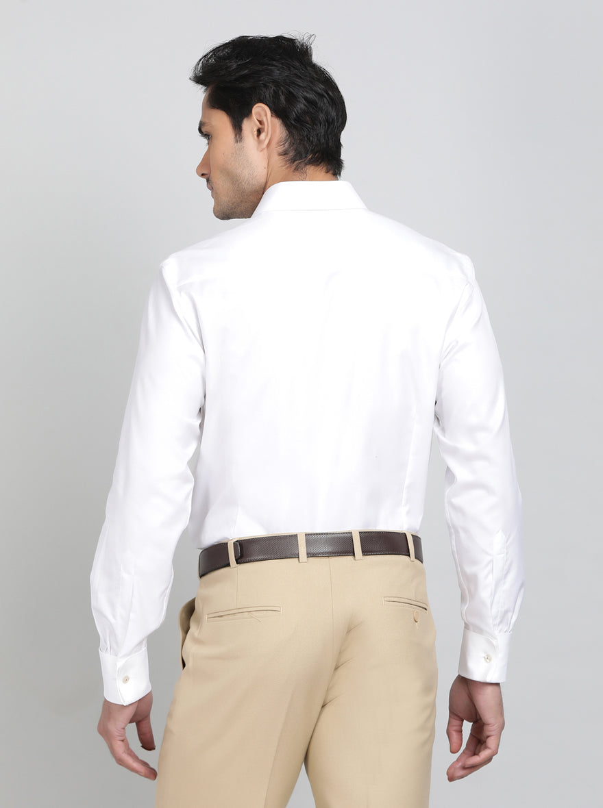 White Solid Slim Fit Formal Shirt | Metal