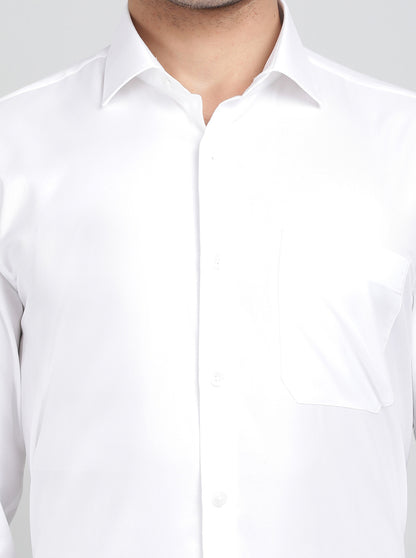 White Solid Slim Fit Formal Shirt | Metal