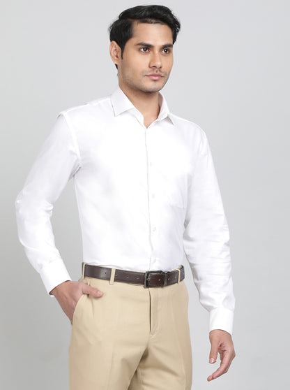White Solid Slim Fit Formal Shirt | Metal