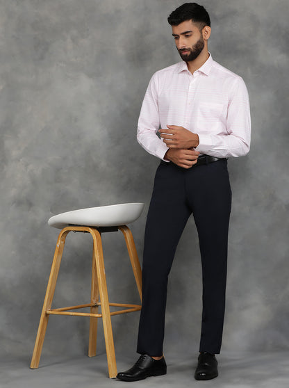 Pink Striped Slim Fit Formal Shirt | GreenFibre