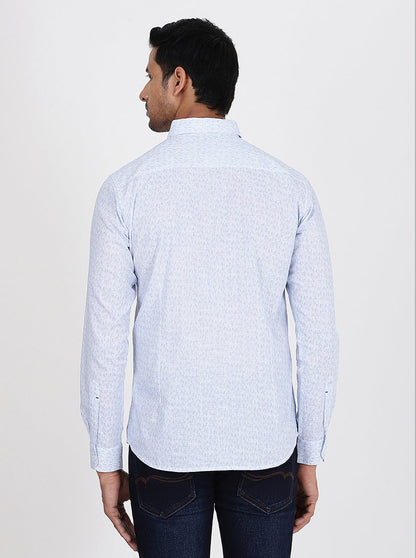 Light Blue Printed Slim Fit Casual Shirt | JadeBlue