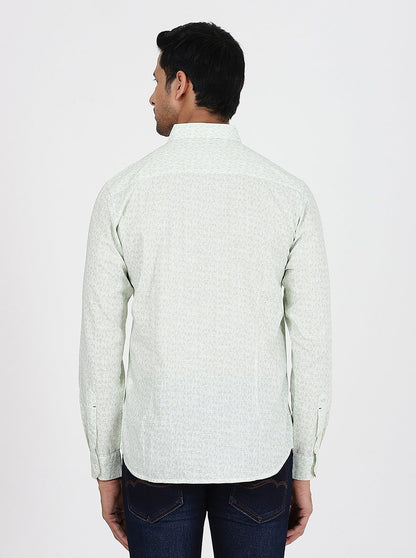 Light Green Printed Slim Fit Casual Shirt | JadeBlue