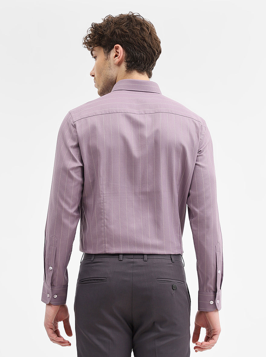 Lavender Striped Slim Fit Formal Shirt | Metal