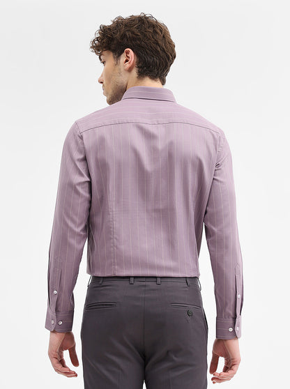 Lavender Striped Slim Fit Formal Shirt | Metal