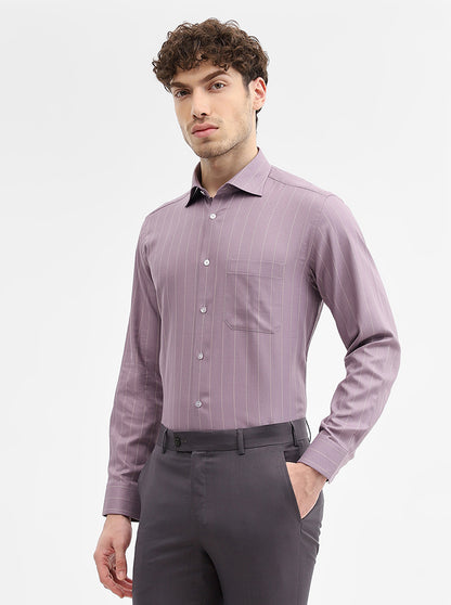 Lavender Striped Slim Fit Formal Shirt | Metal