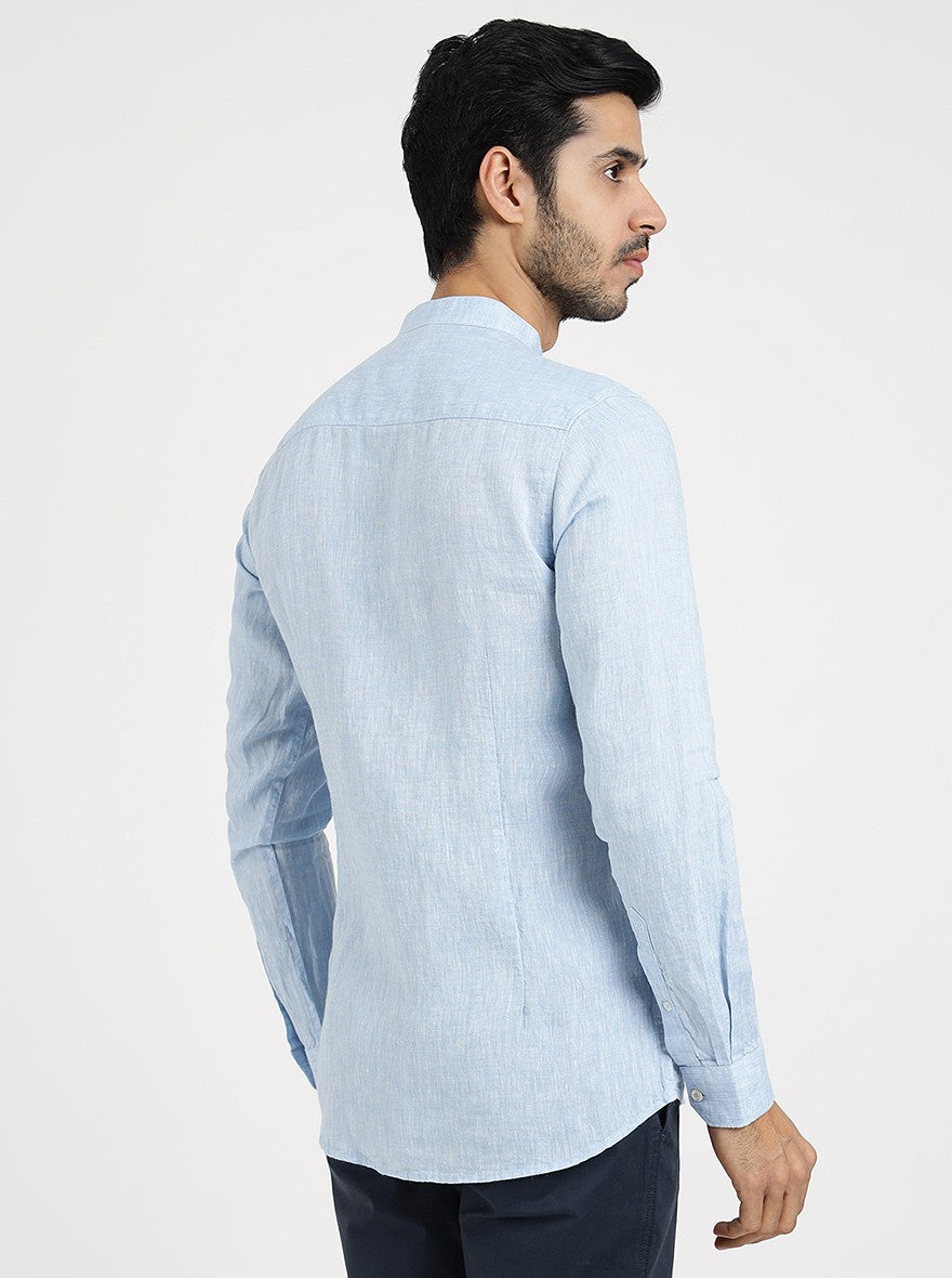 Light Blue Solid Slim Fit Casual Shirt | JadeBlue