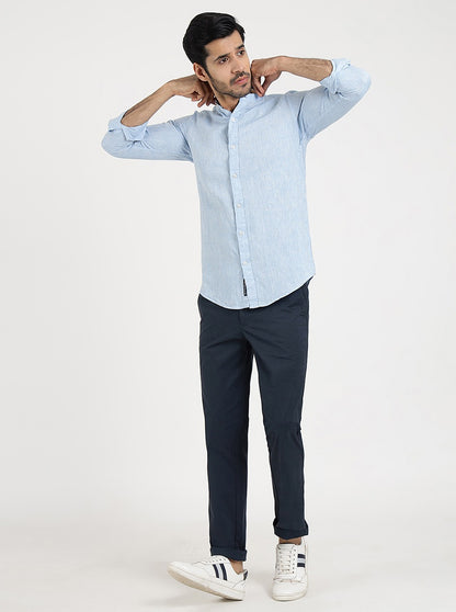 Light Blue Solid Slim Fit Casual Shirt | JadeBlue