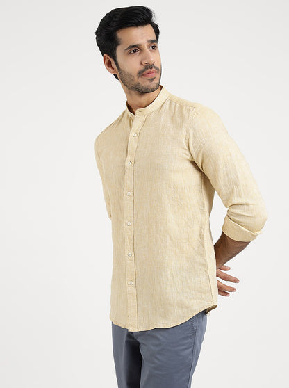 Light Yellow Solid Slim Fit Casual Shirt | JadeBlue