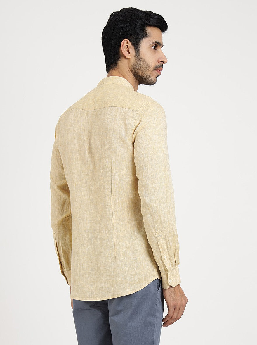 Light Yellow Solid Slim Fit Casual Shirt | JadeBlue