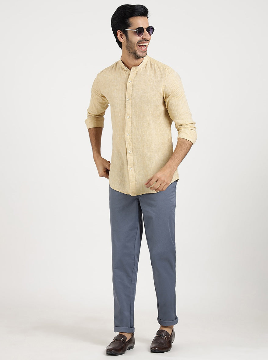Light Yellow Solid Slim Fit Casual Shirt | JadeBlue