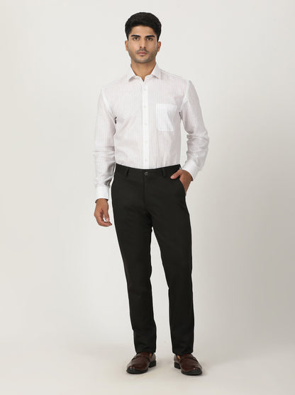 White Striped Regular Fit Formal Shirt | Greenfibre