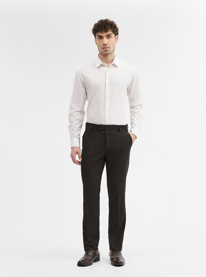 Brown Solid Super Slim Fit Formal Trouser | Greenfibre