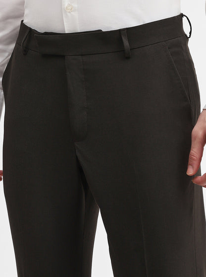 Brown Solid Super Slim Fit Formal Trouser | Greenfibre