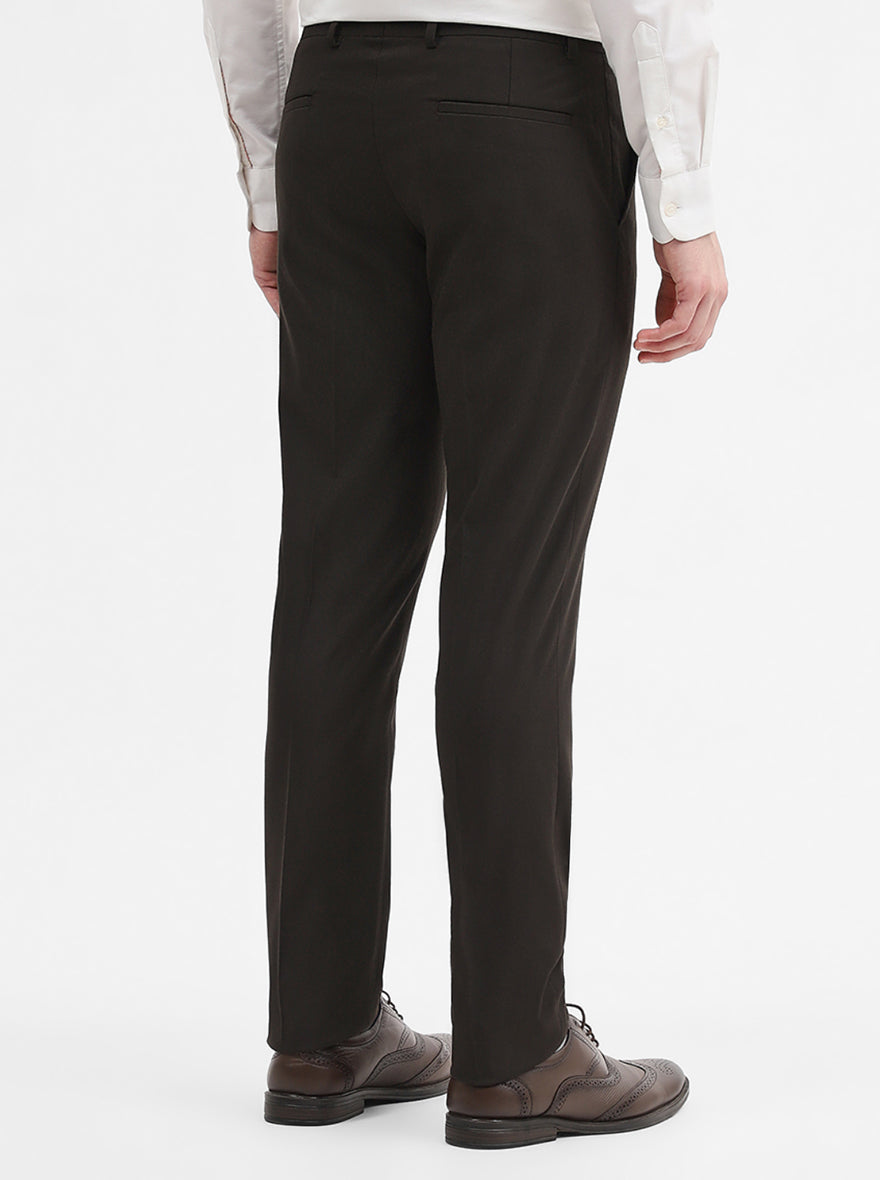 Brown Solid Super Slim Fit Formal Trouser | Greenfibre