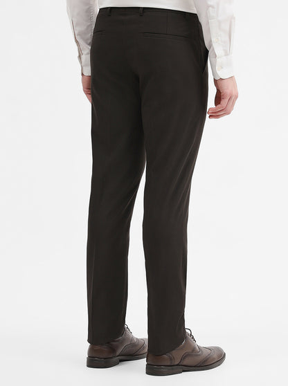 Brown Solid Super Slim Fit Formal Trouser | Greenfibre