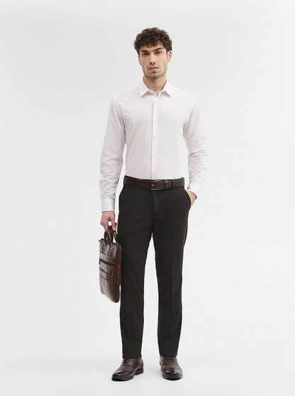 Brown Solid Super Slim Fit Formal Trouser | Greenfibre